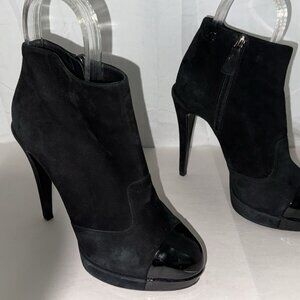 39.5/9 Chanel High Heel Platfrom Black Seude Leat… - image 1